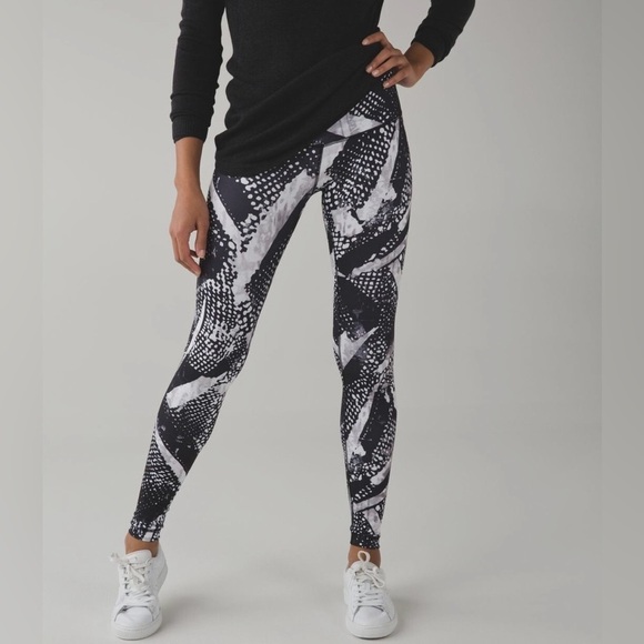 Lululemon Wunder Under Pant III Full-On Luon Static Mist White Black Leggings 4 - Picture 2 of 11